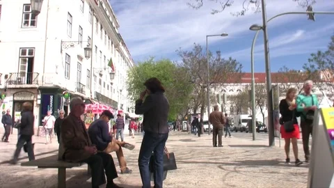Lisbon Rossio Square 1 Video stock 71624251