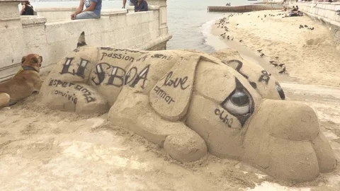 Lisbon Sand Art (2017) Video stock 77180723