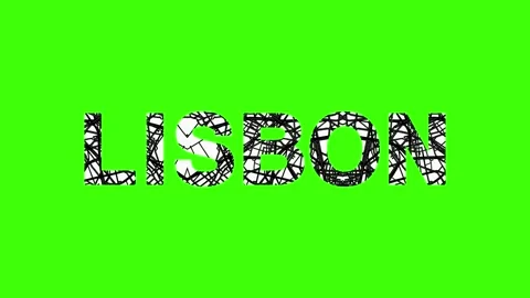 Lisbon scribble textured letters on green background Video stock 311764057