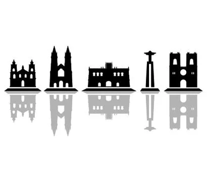Lisbon skyline on white background イラスト素材