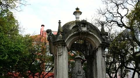 Lisbon square, view of the Largo do Carmo a popular square in the Bairro Alto Stock Footage 108720950