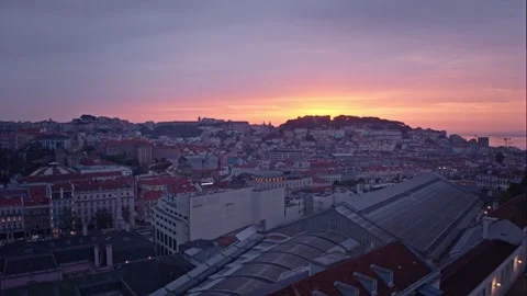Lisbon sunrise hyperlapse video Stock Footage 254601333