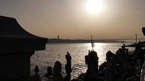 Lisbon Tejo River Video stock 86903690