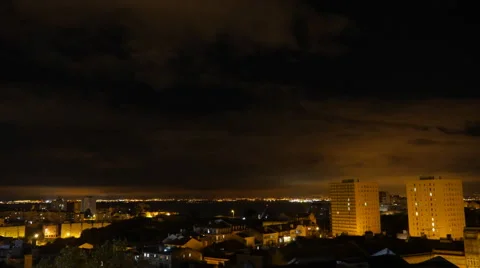Lisbon timelapse in the night, overview from the top Stock Footage 69008809