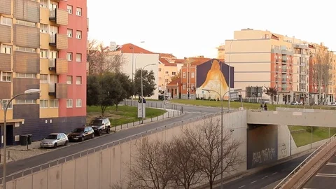 Lisbon Traffic Sunset TimeLapse 스톡 동영상 86174202