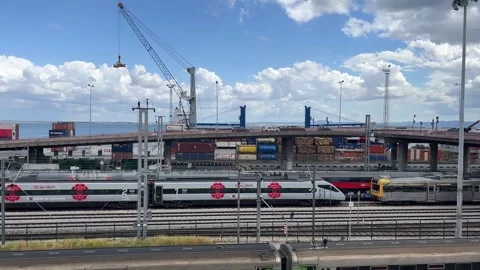 LISBON TRAIN YARD NEAR PORT OF LISBON Stock Footage 335472009