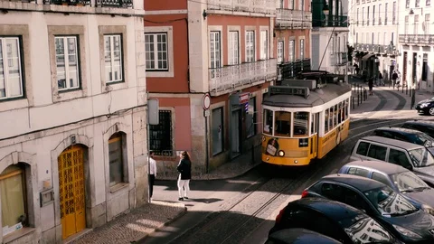 Lisbon Trams 10 Stock Footage 127597575