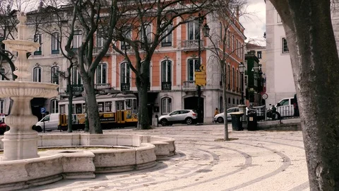 Lisbon Trams 30 Stock Footage 127596493