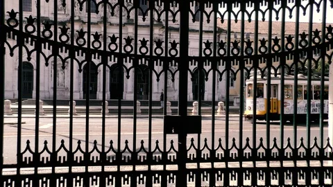 Lisbon Trams 36 Stock Footage 127596270