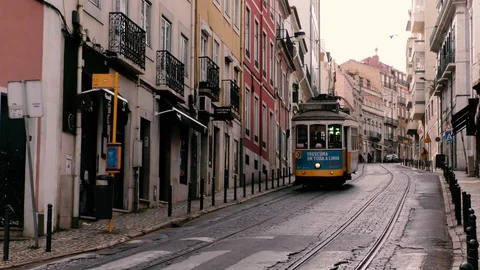 Lisbon Trams 45 Stock Footage 127595984