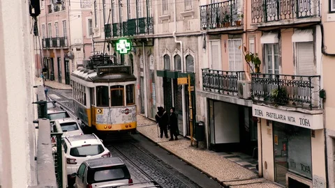 Lisbon Trams 5 Stock Footage 127597697