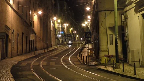 Lisbon Trams 52 Stock Footage 127595827