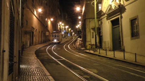 Lisbon Trams 53 Stock Footage 127595740