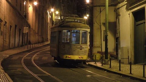 Lisbon Trams 55 Stock Footage 127595671
