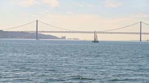 Lisbon from the water Stock Footage 97773619