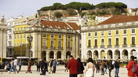 Lisbon's Main square Video stock 293744436