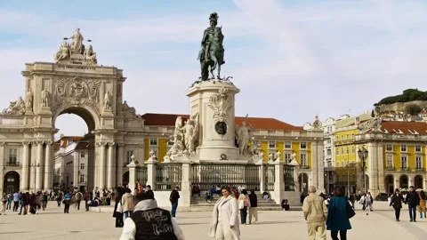 Lisbon's Main square Video stock 293744441