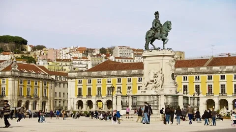 Lisbon's Main square Video stock 293744469