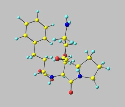 Lisinopril molecule isolated on grey Stock Illustration