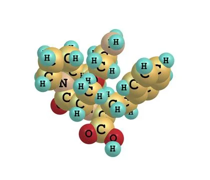 Lisinopril molecule isolated on white Stock Illustration