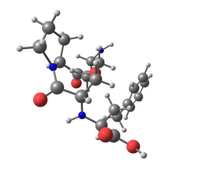 Lisinopril molecule isolated on white Stock Illustration