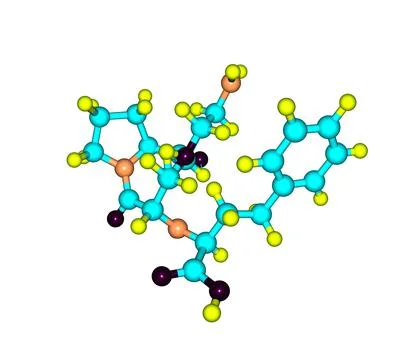 Lisinopril molecule isolated on white Stock Illustration