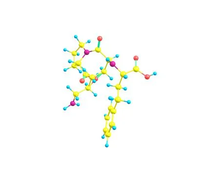 Lisinopril molecule isolated on white Stock Illustration