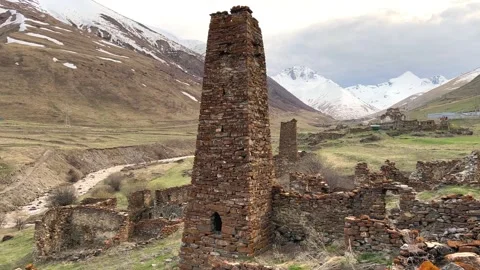 Lisri is the largest tower complex in North Ossetia.  Stock Footage 261372490