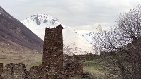 Lisri is the largest tower complex in North Ossetia.  Stock Footage 263194689