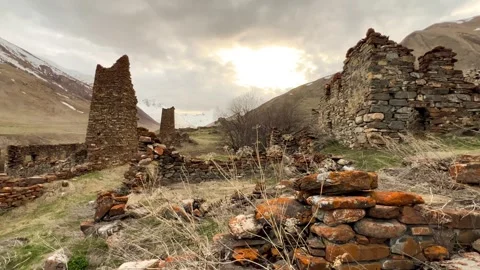Lisri is the largest tower complex in North Ossetia.  Stock Footage 274268113