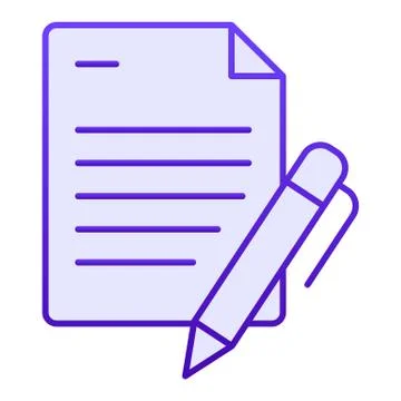 List and pen flat icon. Papers with pen blue icons in trendy flat style. Note Stock Illustration