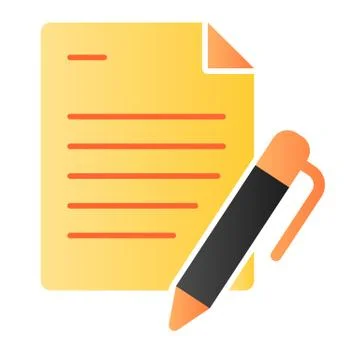 List and pen flat icon. Papers with pen color icons in trendy flat style. Note Stock Illustration