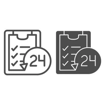 List around the clock line and glyph icon. Twenty four available vector Stock-Illustration