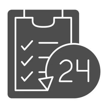 List around the clock solid icon. Twenty four available vector illustration Stock-Illustration