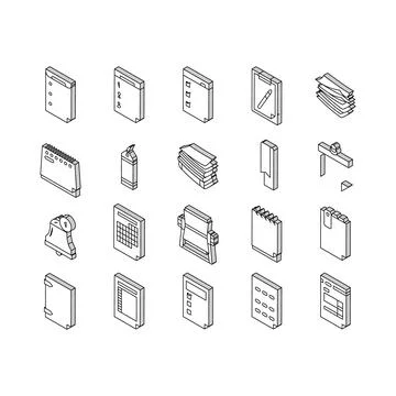 List check document tick isometric icons set vector Stock Illustration