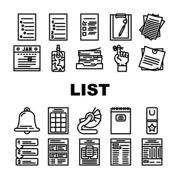 List checklist document check icons set vector Stockillustratie