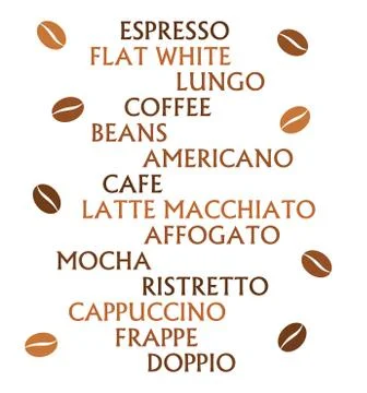The list of coffee types. Coffee vector illustration Stock Illustration