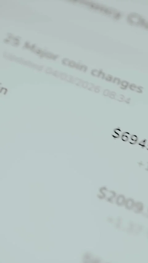 List of digital assets BTC and ETH and their market price Stock Footage 330258199