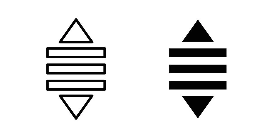 List dropdown icon drawing lines. Silhouette style vector bundle イラスト素材