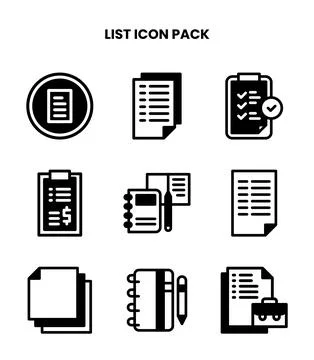 List DuoTone Set Icons Pack Stock Illustration
