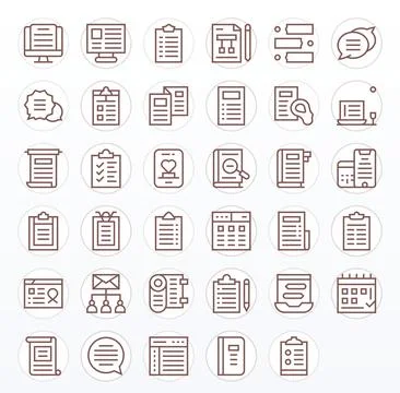 List Essential Vector Set including 35 Display Perfect Regular Line 64x64 Ico 스톡 일러스트