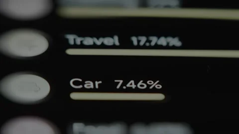 List of Expense categories in budget app, macro view Stock Footage 291458366