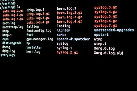 List of files in the Log folder of a operating system. Log analysisn from a t Stock-Fotos