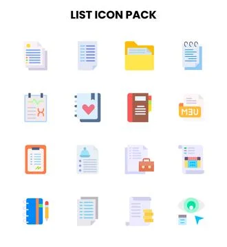 List Flat Graphics Icons Pack Stock Illustration