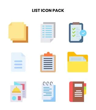 List Flat UI Icons Pack Stock Illustration
