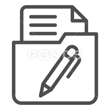 List in folder line icon. Document with pen in folder vector illustration Stockillustratie