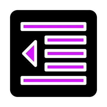 List icon with left arrow.  List view, navigation, menu, options, back, pre.. 스톡 일러스트