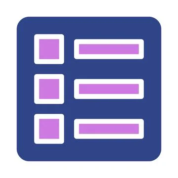 List icon with three rows on blue background square Illustrazione stock