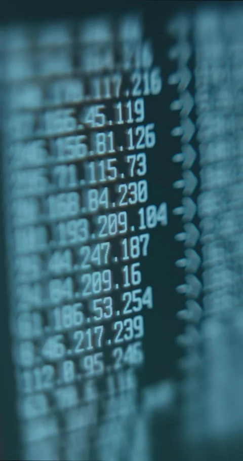 List of IP addresses on computer screen Stock Footage 323368970