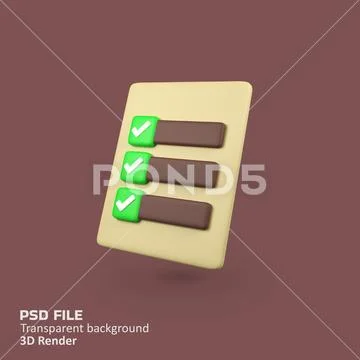 List isolated 3d render icon illustrations PSD Template
